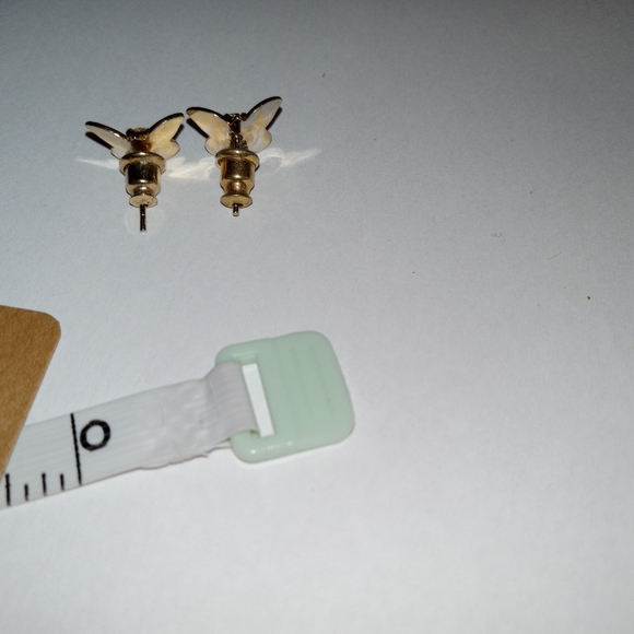 Gold Tone Yellow Citrine Stone Butterfly Post Earrings - Picture 3 of 4